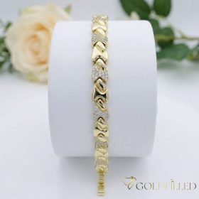  Antialergénny pozlátený náramok „Goldfilled“, dĺžka 17 cm a šírka 8 mm, farba 14K