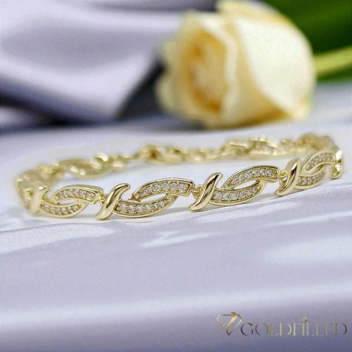 Antialergénny pozlátený náramok „Goldfilled“, dĺžka 17 cm a šírka 6 mm, farba 14K