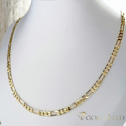 Antialergický "Figaro" pozlátený náhrdelník „Goldfilled“, vo viacerých veľkostiach a 4 mm  hrubý, 14K farba
