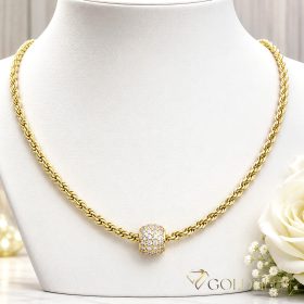   Antialergická Goldfilled náhrdelník 45cm/3mm + prívesok, farba 14K