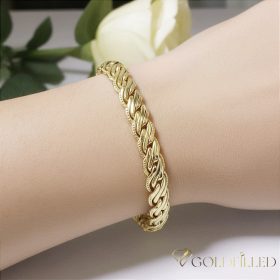   Antialergénny pozlátený náramok „Goldfilled“, dĺžka 17,5 cm a šírka 7 mm, farba 14K
