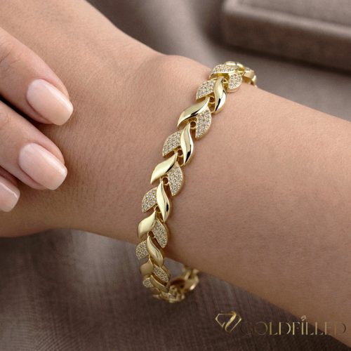 Antialergénny pozlátený náramok „Goldfilled“, dĺžka 19 cm a šírka 8 mm, farba 14K