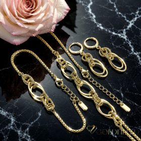   Antialergénny Goldfilled Náhrdelník 45cm/2-10mm + Náramok 17-20cm + Náušnice, farba 14K