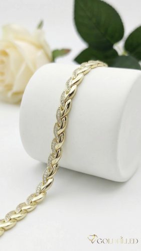 Antialergénny pozlátený náramok „Goldfilled“, dĺžka 17cm a šírka 7mm, farba 14K