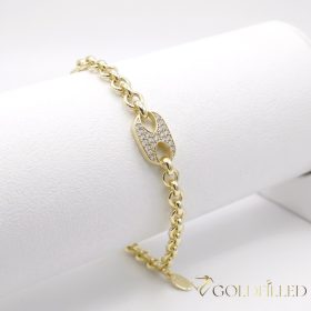   Antialergénny pozlátený náramok „Goldfilled“, 17-20cm/4-8mm , farba 14K