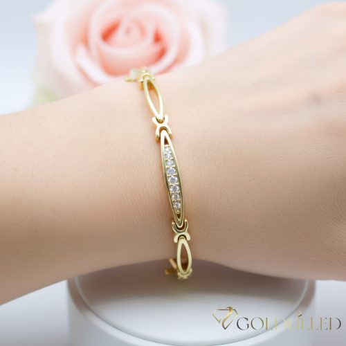 Antialergénny pozlátený náramok „Goldfilled“, dĺžka 19 cm a šírka 4 mm, farba 14K