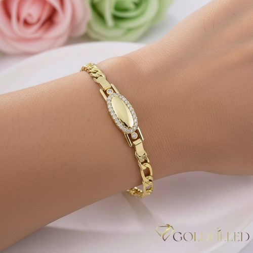 Antialergénny pozlátený náramok „Goldfilled“, dĺžka 18 cm a šírka 4-8 mm, farba 14K