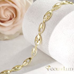   Antialergénny pozlátený náramok „Goldfilled“, dĺžka 19cm a šírka 7mm, farba 14K