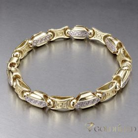   Exkluzívny antialergický pozlátený náramok „Goldfilled“, 24 cm dlhý a 8-9 mm šírka, 14K farba
