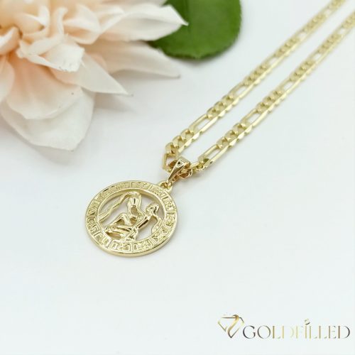 Antialergický náhrdelník Goldfilled 50cm / 4mm + prívesok Vodnář 14K farba