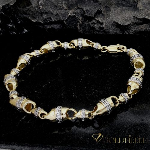 Exkluzívny antialergický pozlátený náramok „Goldfilled“, 22 cm dlhý a 8 mm šírka, 14K farba