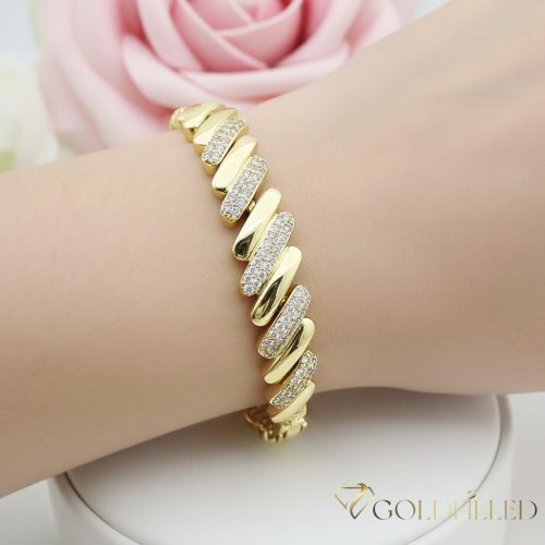 Antialergénny pozlátený náramok „Goldfilled“, dĺžka 19cm a šírka 10mm, farba 14K