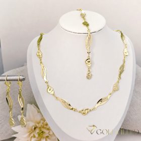   Antialergénny Goldfilled Náhrdelník 45cm/6-8mm + Náramok 19cm + Náušnice, farba 14K