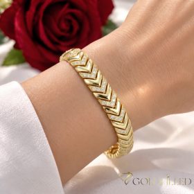  Antialergénny pozlátený náramok „Goldfilled“, dĺžka 17cm a šírka 9mm, farba 14K