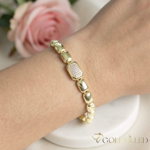 Antialergénny pozlátený náramok „Goldfilled“, dĺžka 19 cm a šírka 9mm, farba 14K