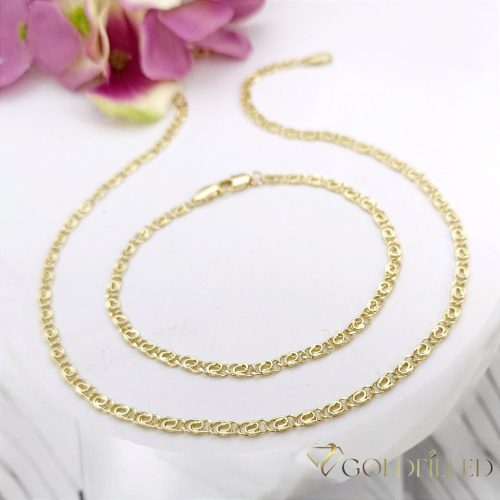Antialergénny Goldfilled náhrdelník 45cm/3,2mm + náramok 19cm, farba 14K