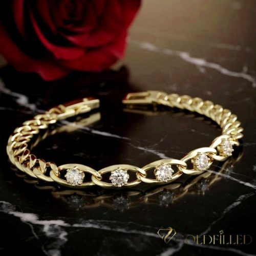 Antialergénny pozlátený náramok „Goldfilled“, dĺžka 19cm a šírka 7mm, farba 14K