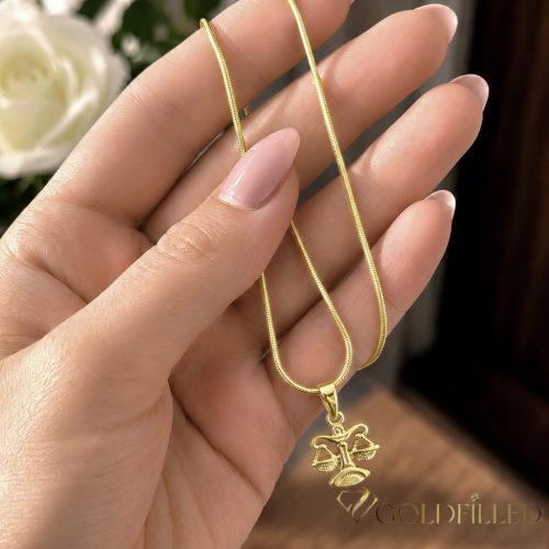 Antialergický náhrdelník Goldfilled 45cm / 1mm + prívesok váhy 14K farba