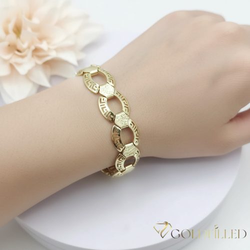 Antialergénny pozlátený náramok „Goldfilled“, dĺžka 17,5 cm a šírka 14 mm, farba 14K