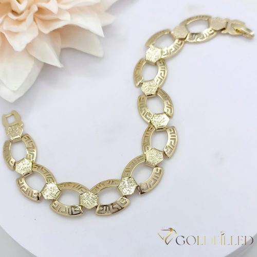 Antialergénny pozlátený náramok „Goldfilled“, dĺžka 17,5 cm a šírka 14 mm, farba 14K