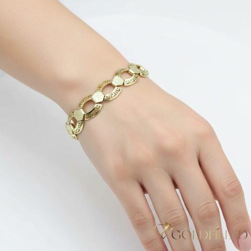 Antialergénny pozlátený náramok „Goldfilled“, dĺžka 17,5 cm a šírka 14 mm, farba 14K