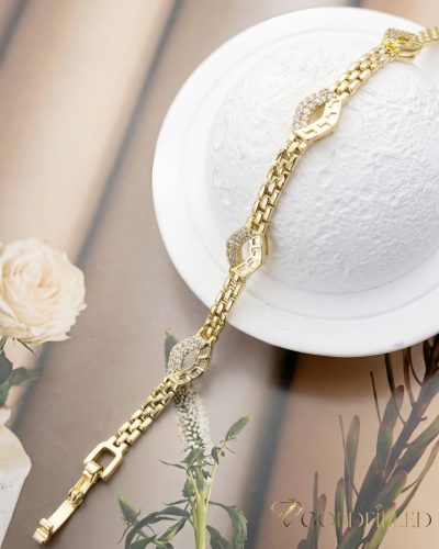 Antialergénny pozlátený náramok „Goldfilled“, dĺžka 19 cm a šírka 4-8 mm, farba 14K
