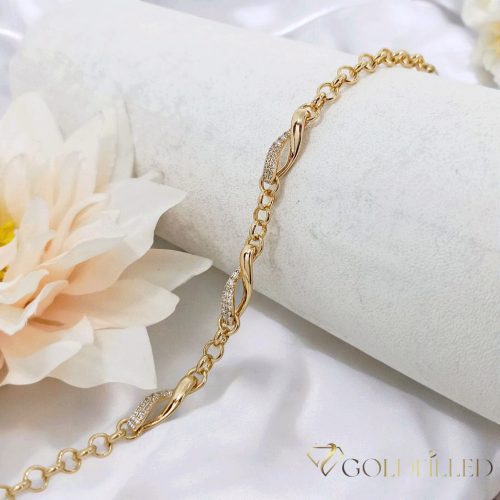 Antialergénny pozlátený náramok „Goldfilled“, 17-20cm/3-6mm , farba 18K