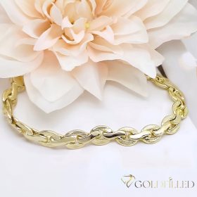   Exkluzívny antialergický pozlátený náramok „Goldfilled“, 21 cm dlhý a 8 mm šírka, 14K farba