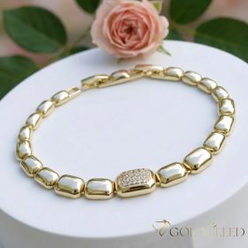   Antialergénny pozlátený náramok „Goldfilled“, dĺžka 17cm a šírka 9mm, farba 14K