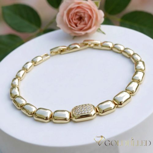 Antialergénny pozlátený náramok „Goldfilled“, dĺžka 17cm a šírka 9mm, farba 14K