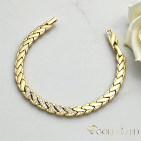   Antialergénny pozlátený náramok „Goldfilled“, dĺžka 19cm a šírka 7mm, farba 14K