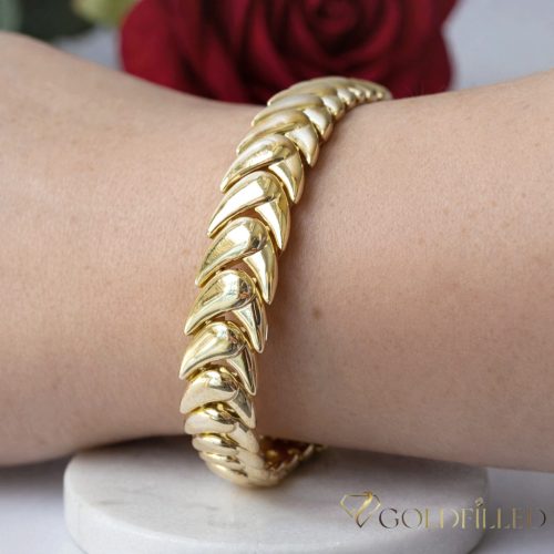 Antialergénny pozlátený náramok „Goldfilled“, dĺžka 17cm a šírka 10mm, farba 14K