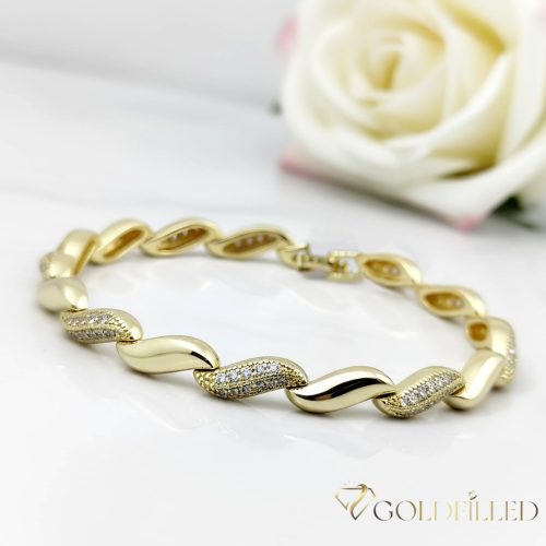 Antialergénny pozlátený náramok „Goldfilled“, dĺžka 17 cm a šírka 5 mm, farba 14K