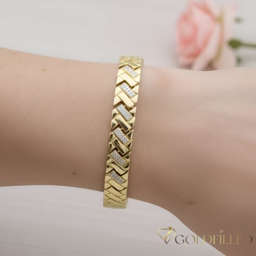 Antialergénny pozlátený náramok „Goldfilled“, dĺžka 17 cm a šírka 8 mm, farba 14K