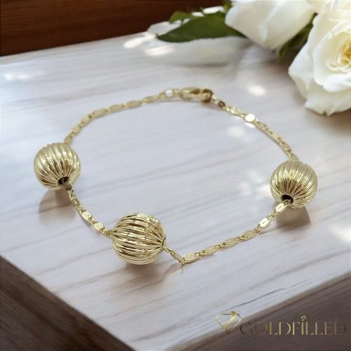 Antialergénny pozlátený náramok „Goldfilled“, dĺžka 18 cm a šírka 2-8 mm, farba 14K