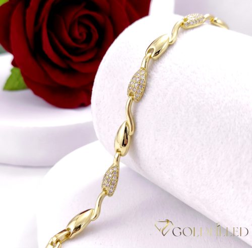 Antialergénny pozlátený náramok „Goldfilled“, dĺžka 17cm a šírka 7mm, farba 14K