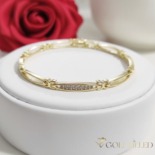 Antialergénny pozlátený náramok „Goldfilled“, dĺžka 17 cm a šírka 4 mm, farba 14K
