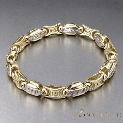Exkluzívny antialergický pozlátený náramok „Goldfilled“, 22 cm dlhý a 8-9 mm šírka, 14K farba