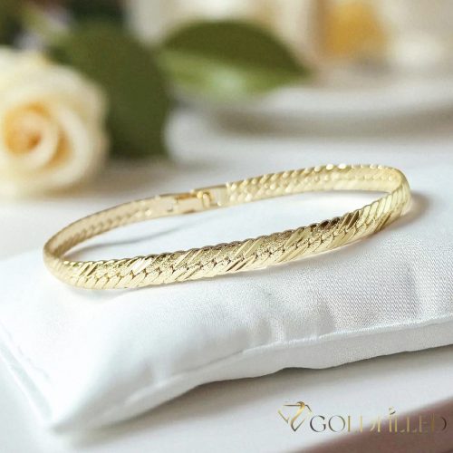 Antialergénny pozlátený náramok „Goldfilled“, dĺžka 19 cm a šírka 5,5 mm, farba 14K