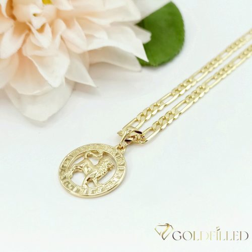 Antialergický náhrdelník Goldfilled 50cm / 4mm + prívesok Lev 14K farba