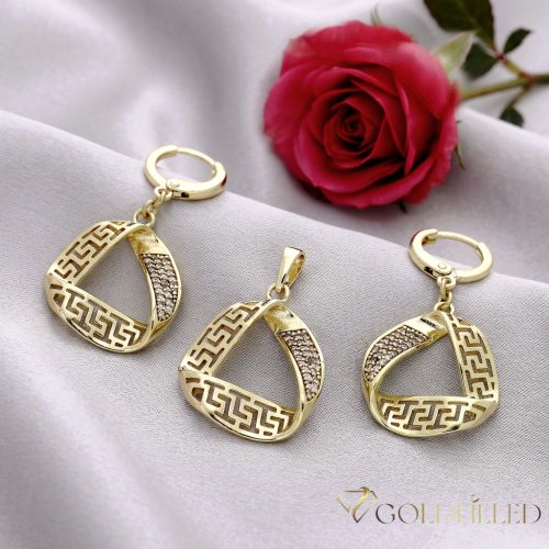 Antialergénny Goldfilled  prívesok + náušnice 38mm Farba 14K