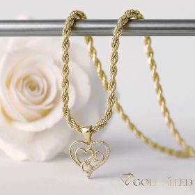   Antialergická Goldfilled náhrdelník 55cm/3mm + prívesok, farba 14K