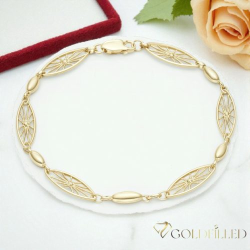 Antialergénny pozlátený náramok „Goldfilled“, dĺžka 17 cm a šírka 4-7 mm, farba 14K