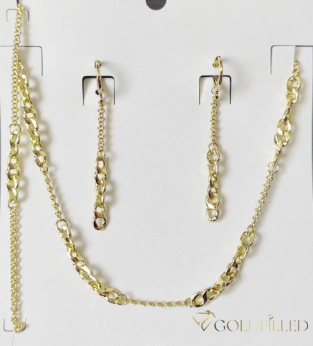 Antialergénny Goldfilled Náhrdelník 45cm/2-6mm + Náramok 17cm + Náušnice, farba 14K