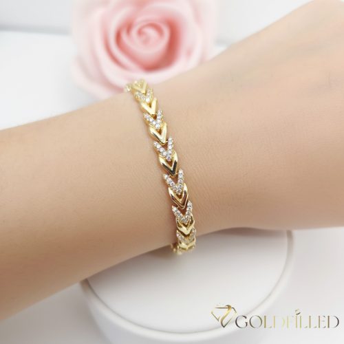 Antialergénny pozlátený náramok „Goldfilled“, dĺžka 17 cm a šírka 6 mm, farba 14K