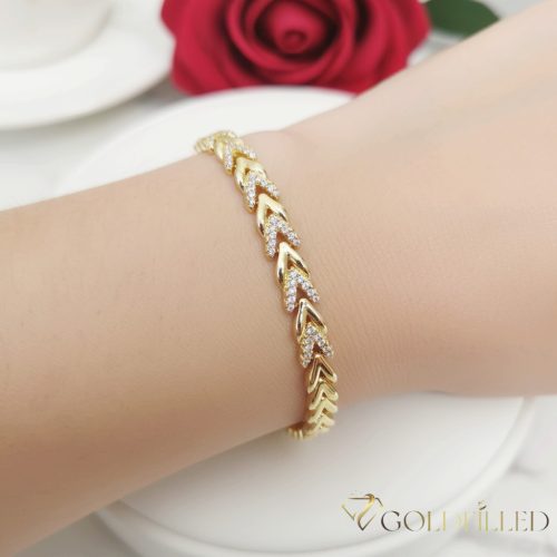 Antialergénny pozlátený náramok „Goldfilled“, dĺžka 17 cm a šírka 6 mm, farba 14K