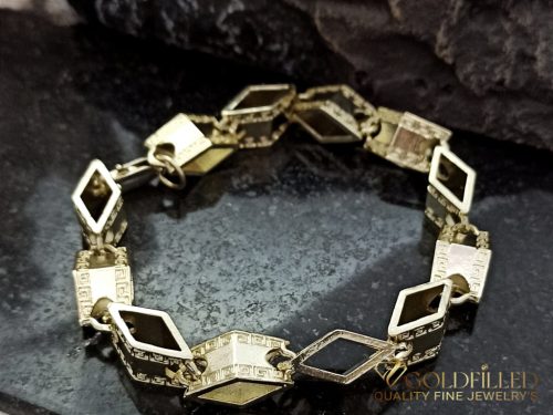 Exkluzívny antialergický pozlátený náramok „Goldfilled“, 22 cm dlhý a 10 mm šírka, 14K farba