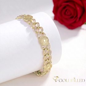   Antialergénny pozlátený náramok „Goldfilled“, dĺžka 20 cm a šírka 9mm, farba 14K