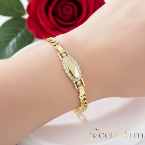 Antialergénny pozlátený náramok „Goldfilled“, dĺžka 16 cm a šírka 4-8 mm, farba 14K