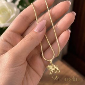   Antialergický náhrdelník Goldfilled 45cm / 1mm + prívesok Lev 14K farba
